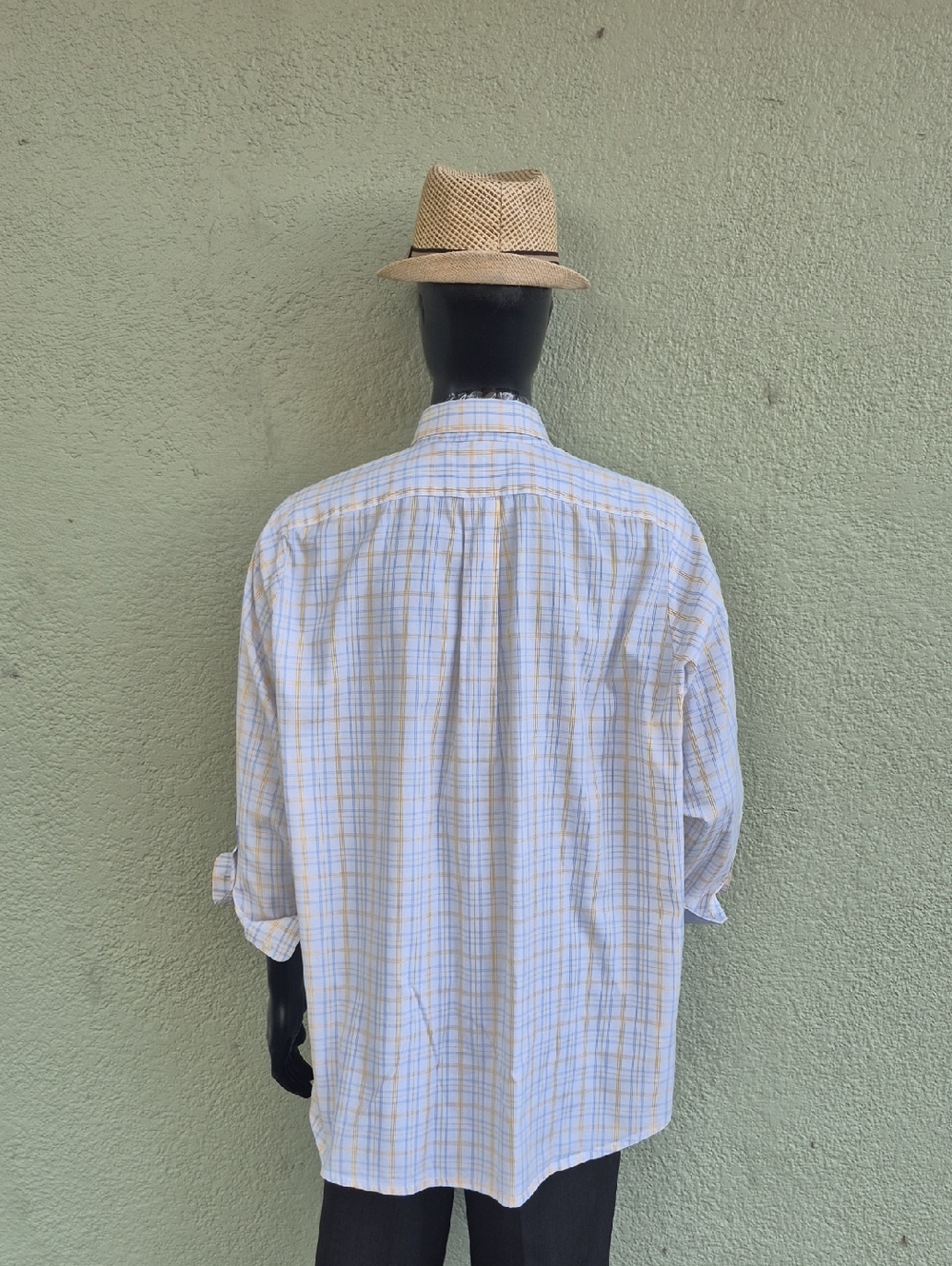 Paul Fredrick Men's Yellow Plaid Button-Down Luxury Shirt/Contrasting Accents - Picture 10 of 17